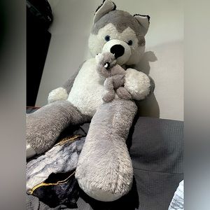One Goffa life size 5ft  wolf so soft stuffed  animals toy mommy and baby  wolf